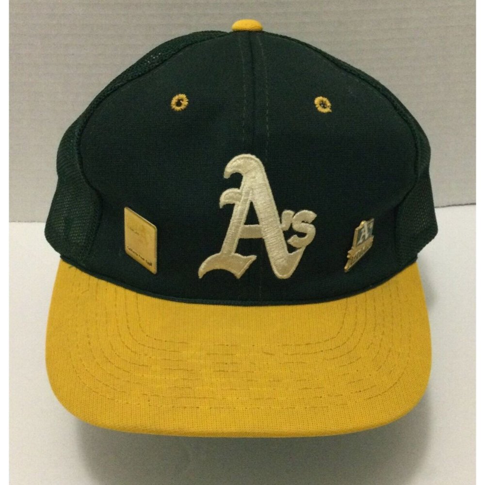 Vtg Oakland A's Sports Specialties MLB Mesh Snap Back Baseball Hat With 2 Pins